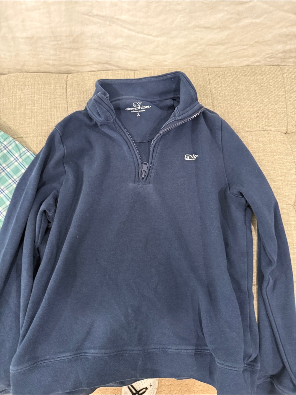 Vineyard Vines Navy Quarter-Zip cotton Pullover